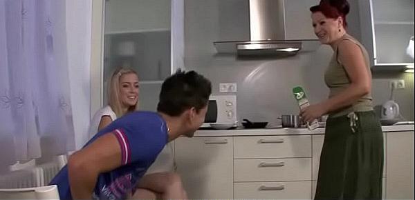  Young blonde gf caught toying his mommy